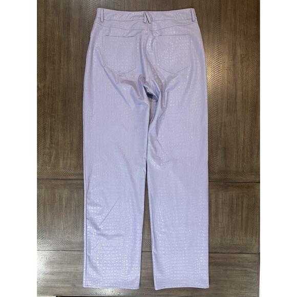 Naked Wardrobe Purple Faux Croc Leather High Rise Straight Leg Pants Size XL EUC - Picture 14 of 15